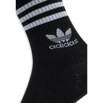 Adidas Black Cotton Sock with classic white stripes, featuring a blend of cotton, polyester, spandex, and polyamide for men | Fall/Winter collection