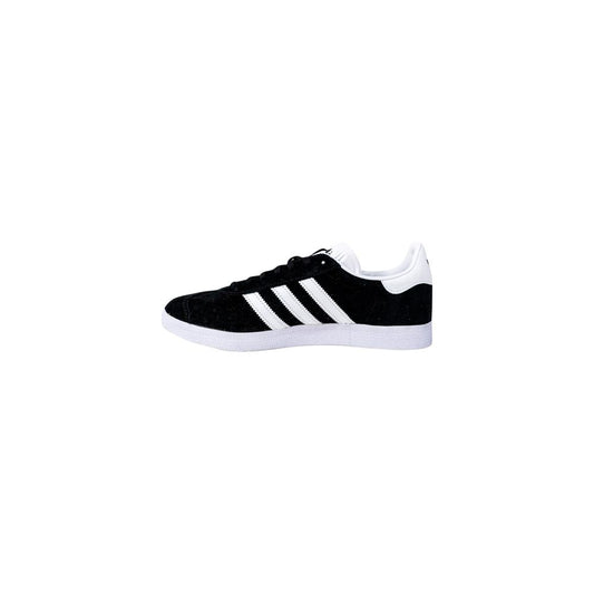 Adidas Black Polyethylene Sneaker with iconic Gazelle design featuring three stripes and logo, ideal for casual and sporty looks.
