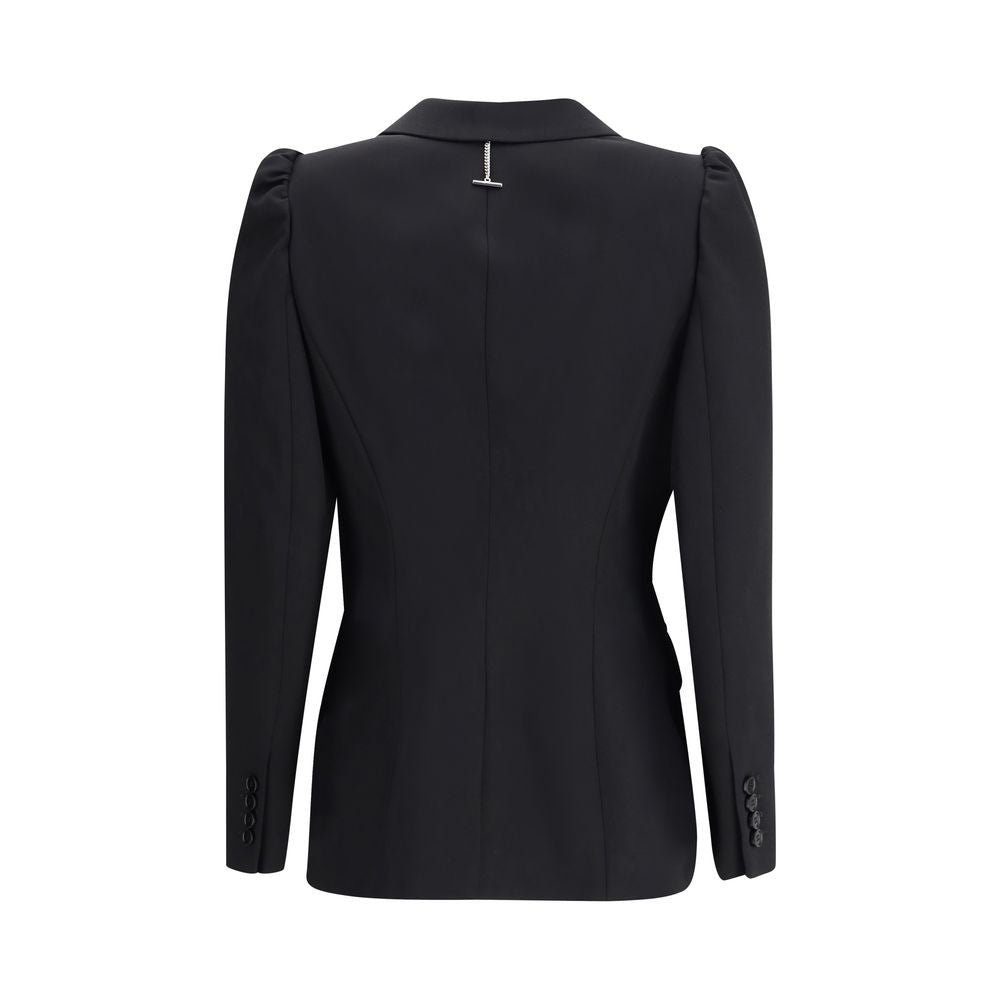 Alexander McQueen Black Wool Coat back view with traditional lapels and sleek design, showing detailing and perfect for modern outfits.