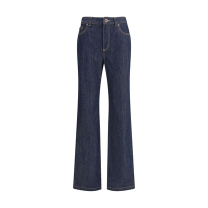 Alexander McQueen Blue Cotton Straight-Leg Jeans with five-pocket design and contrast stitching, AW25 season, regular fit.