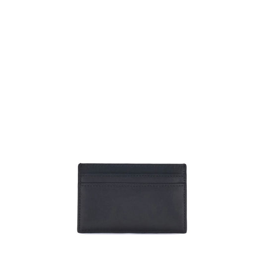 Alexander McQueen Logoed Card Holder black leather back view with card slots, designer accessory AW25 collection.