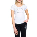 Armani Exchange White Cotton T-Shirt for women, featuring a short-sleeved design, made from 100% cotton, perfect for casual wear.