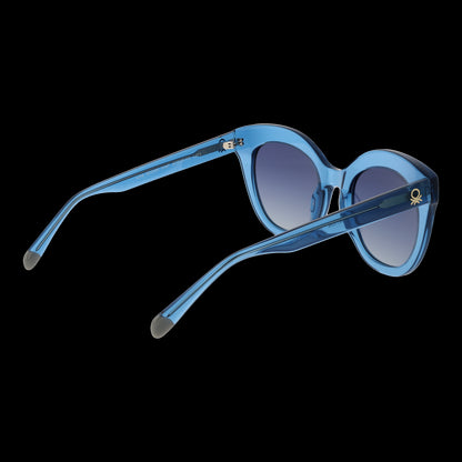 Alt Tag: Blue sunglasses for ladies, stylish design, BENETTON MOD. BE5090 53649, side view showcasing frame and gradient lenses.