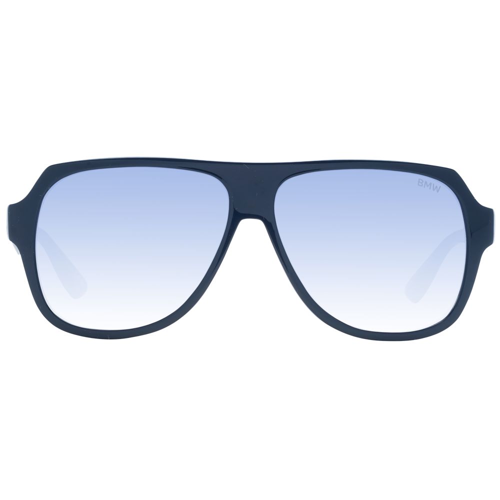 BMW Blue Men Sunglass with plastic full-rim blue frame, mirrored gradient lenses, size 59-12-140, 100% UVA & UVB protection.