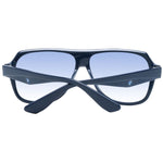 BMW Blue Men Sunglass with mirrored gradient blue lenses, full-rim blue plastic aviator frame, 100% UVA & UVB protection case included.
