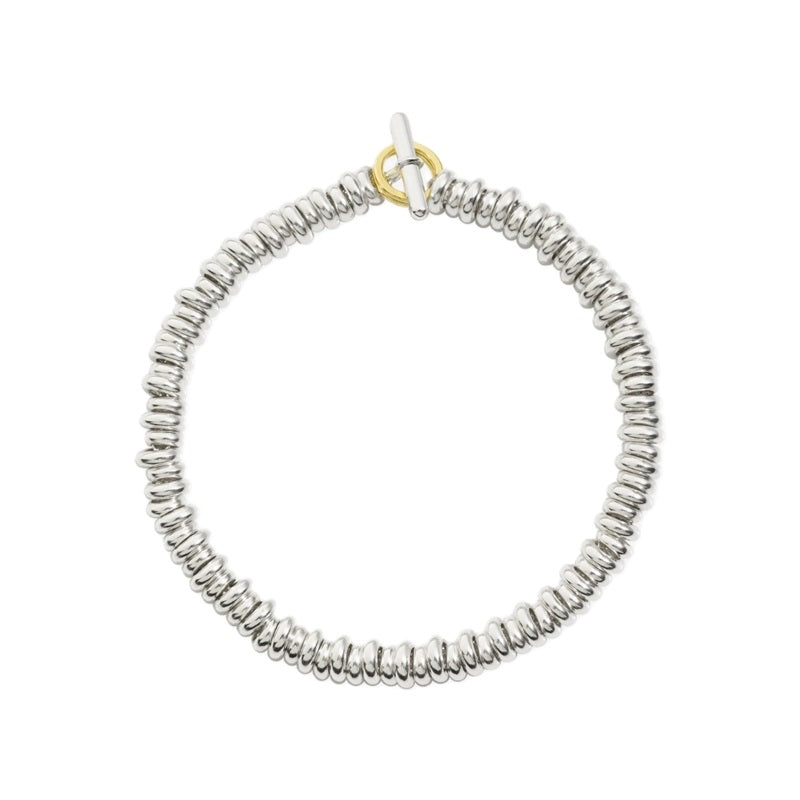 Elegant BRACCIALI DODO MOD. DBA600ARONDE000OAXL bracelet with silver beads and a golden clasp.
