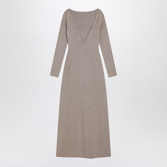 Max Mara Pianoforte Beige dress in viscose and lurex yarn