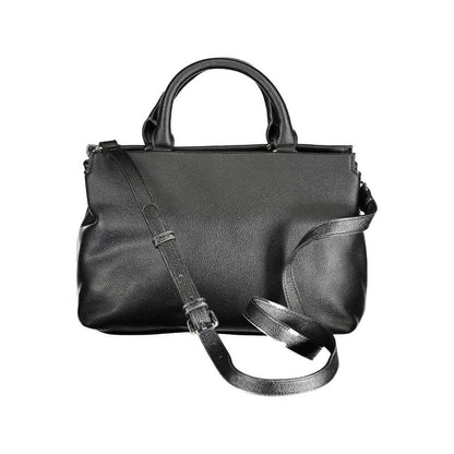 BYBLOS Black Polyethylene Handbag with adjustable strap, two compartments, and contrasting details, featuring logo and inside pocket.