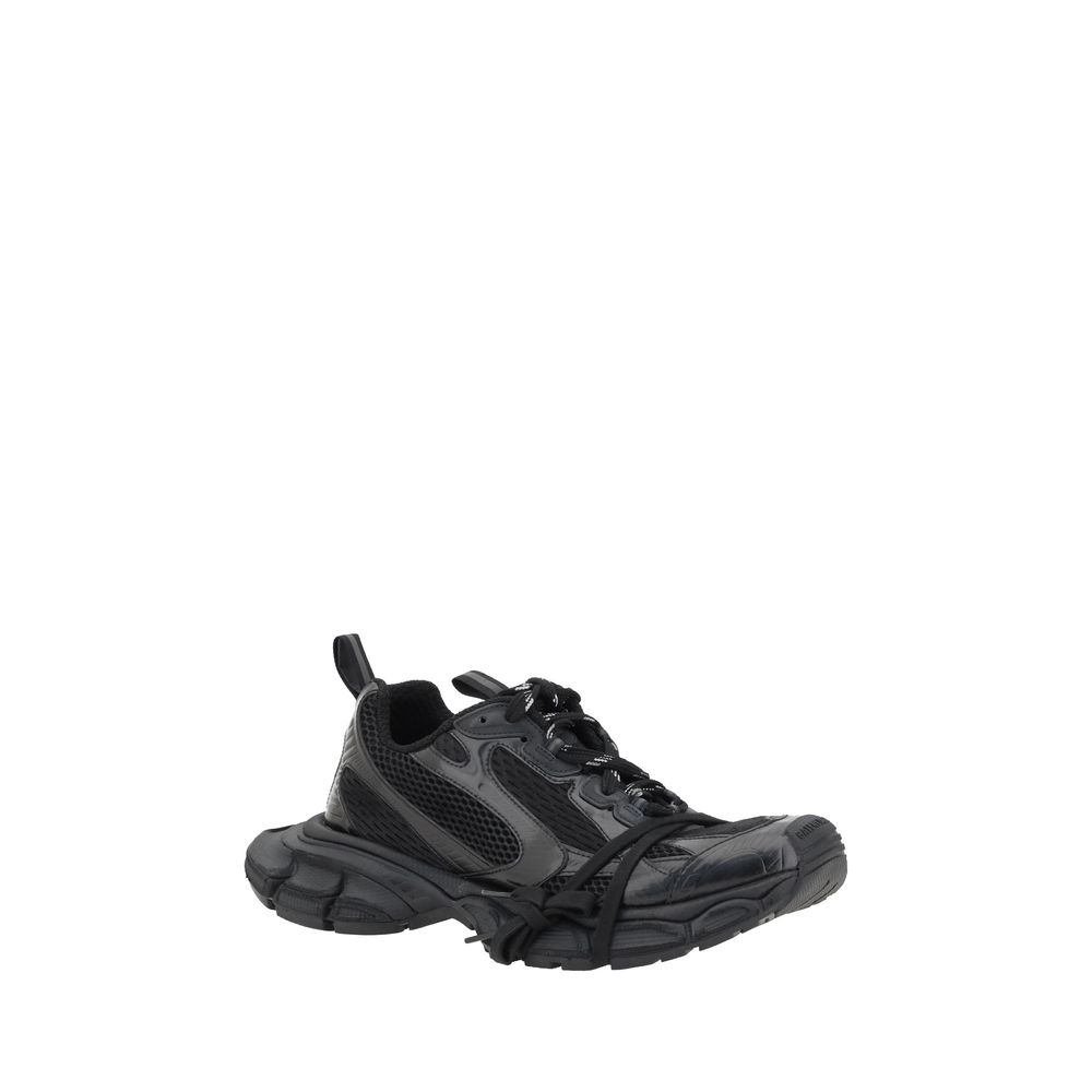 Balenciaga Black Rubber Athletic Sneakers with chunky rubber sole and paneled mesh for breathability, featuring visible logo.