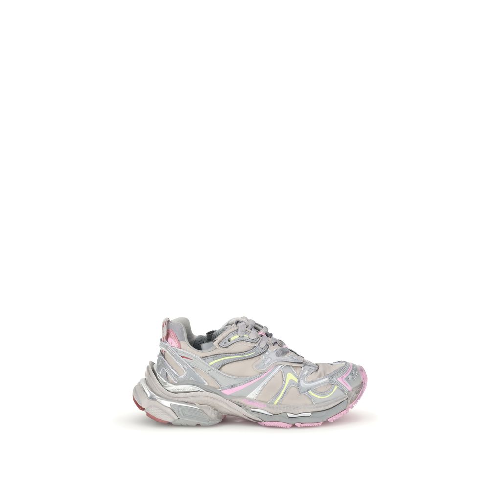 Balenciaga Multicolor Rubber Athletic Sneakers with grunge worn-in aesthetic and visible brand logos, right-side view.