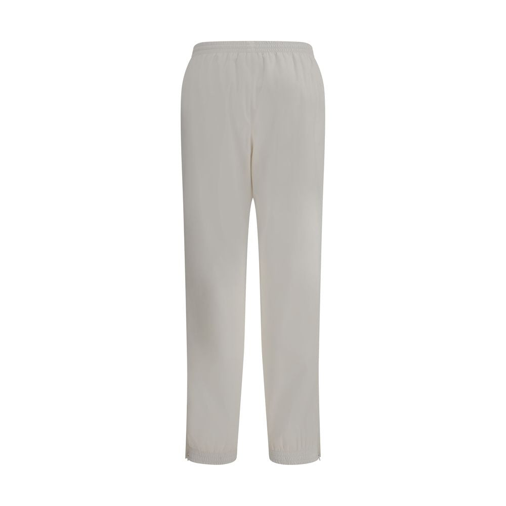 Balenciaga White Polyester Joggers (Workout Pants) showcasing back view with elastic waist and elegant design.