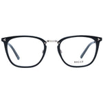 Bally Black Men Glasses Frame with black metal trapezium style, full-rim design. Size 53-21-145, includes branded case.