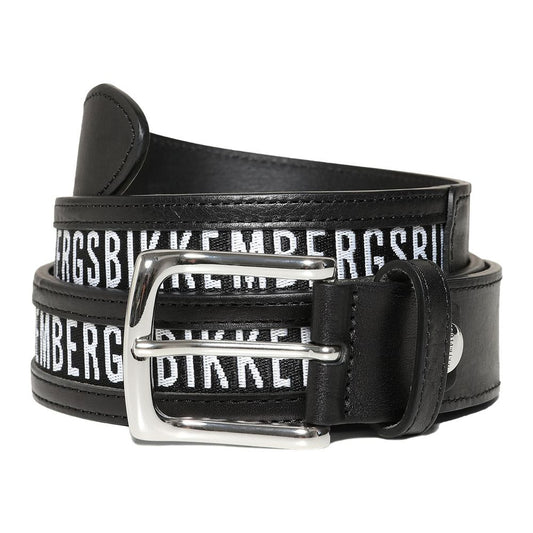 Bikkembergs Black Calfskin Men Belt BI-6636-110 CM / 44 INCHES