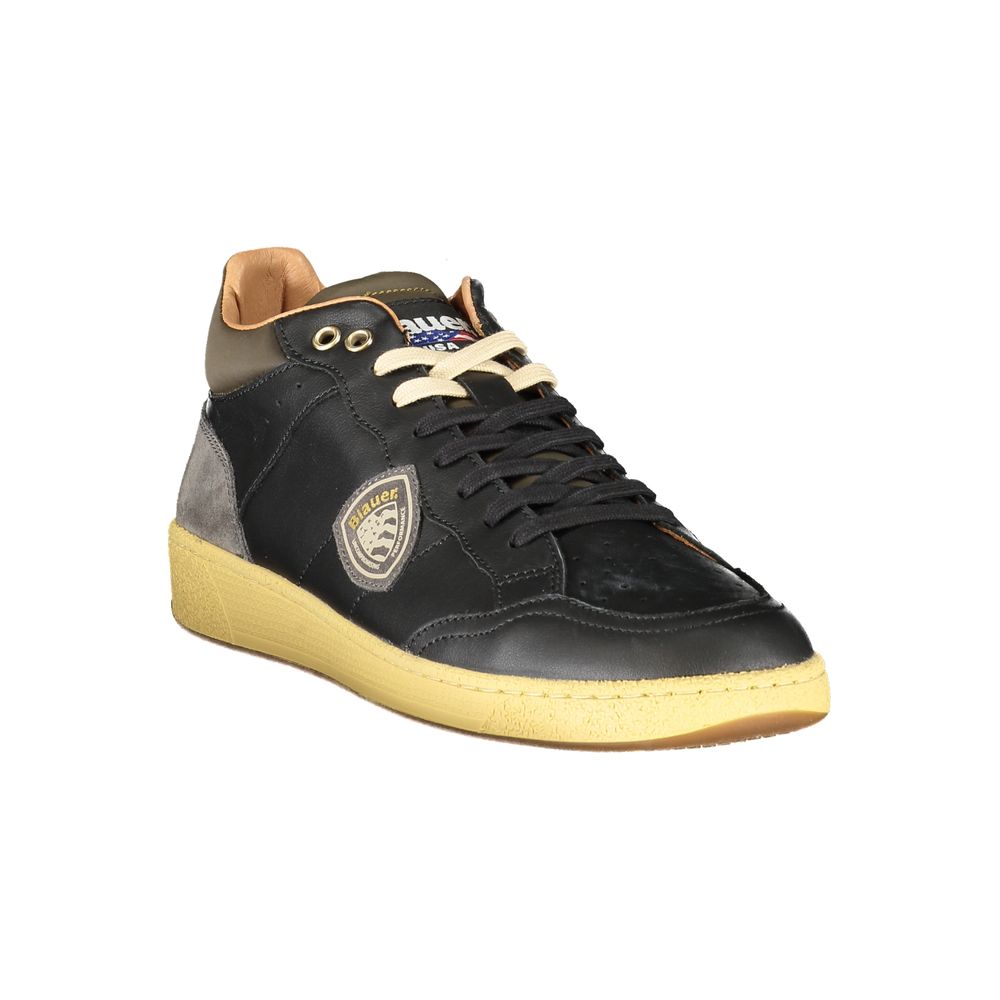 Blauer Black Leather Men Sneaker