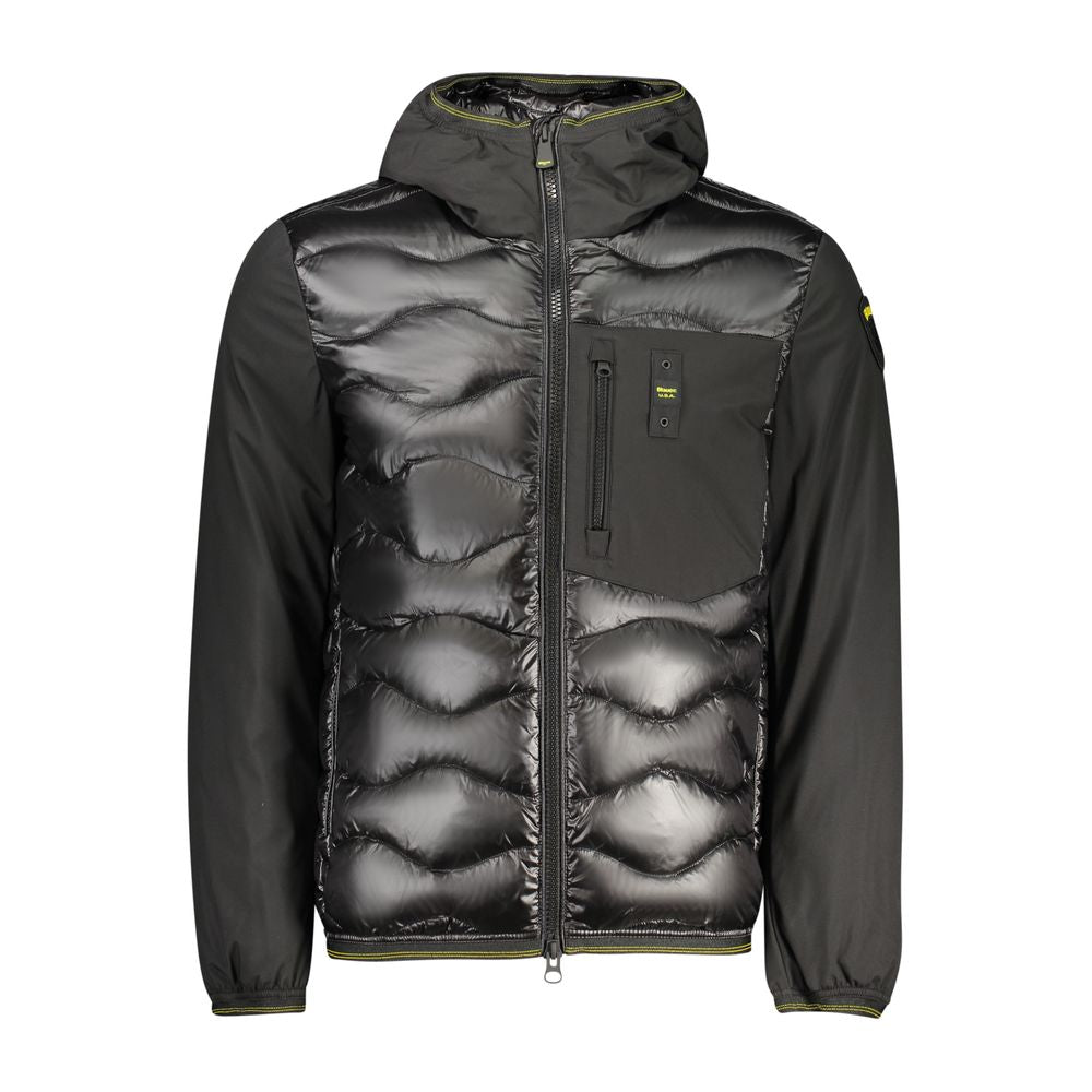 Blauer Black Polyamide Jackets & Coat with hood, contrasting details, and multiple pockets for versatile use.