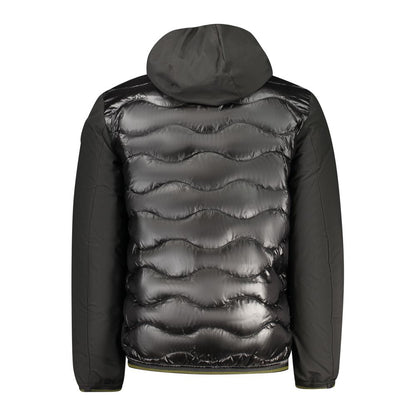 Back view of Blauer Black Polyamide Jackets & Coat with hood and contrasting details