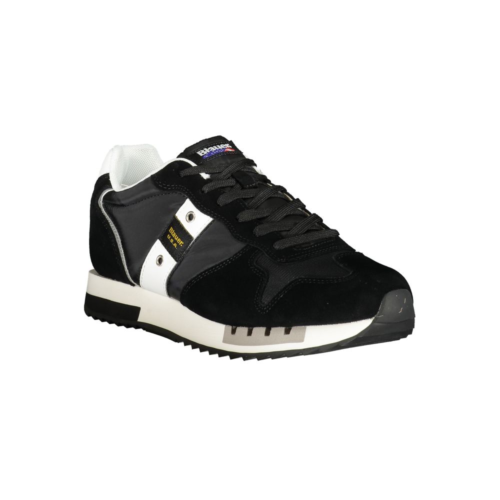 Blauer Black Polyester Men Sneaker with sleek design and contrast detailing