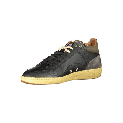Blauer Black Polyester Sneaker with laces, contrasting details, and logo print, sports shoe