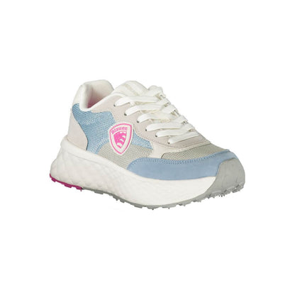Blauer Blue Polyester Women Sneaker, featuring white and fuchsia accents, with removable insole and iconic logo for chic street style.