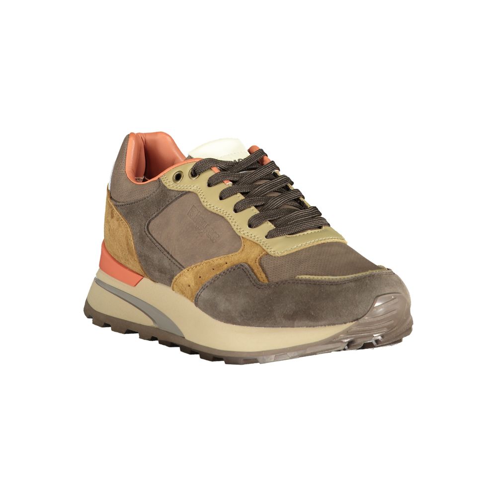 Blauer Brown Polyethylene Men Sneaker with contrast details and removable footbed.
