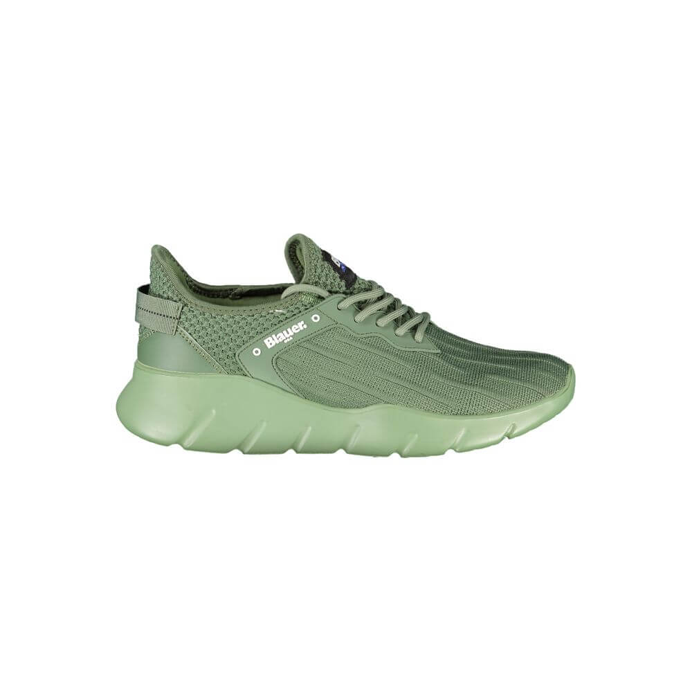 Blauer Green Polyester Men Sneaker with logo, featuring contrasting details and urban style.