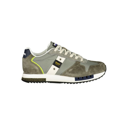 Blauer Green Polyester Mens Sneaker with removable footbed and contrasting details for style and comfort.