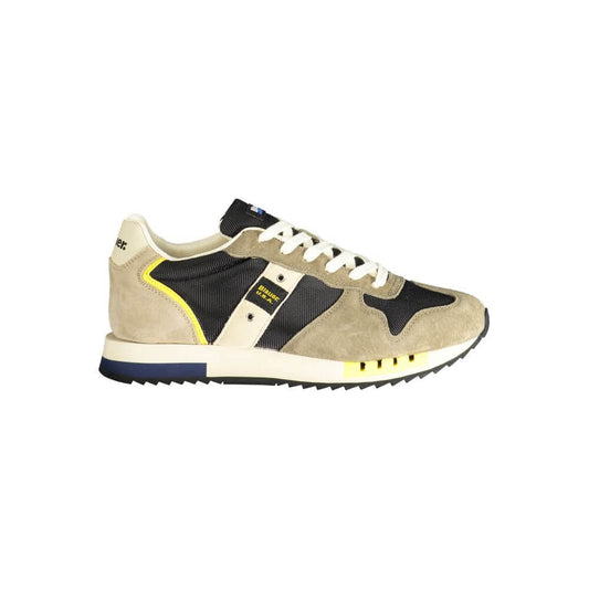 Alt Tag: Blauer Green Polyester Sneaker - Sports footwear with laces, contrast details, logo application for enhanced style.