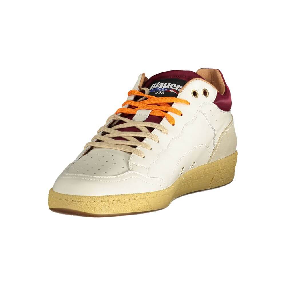 Blauer White Polyester Sneaker with laces, contrasting details, and removable footbed