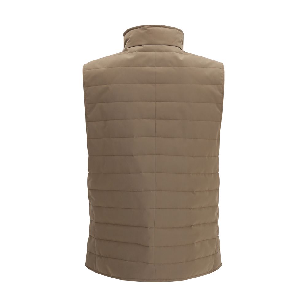 Brunello Cucinelli Beige Polyester Sleveless Jacket 1728,72470364320,Beige,Brunello Cucinelli,Clothing,Jackets & Coats - Clothing,Men,New with tags,S,Sleveless Jacket - Jackets & Coats - Clothing,XL