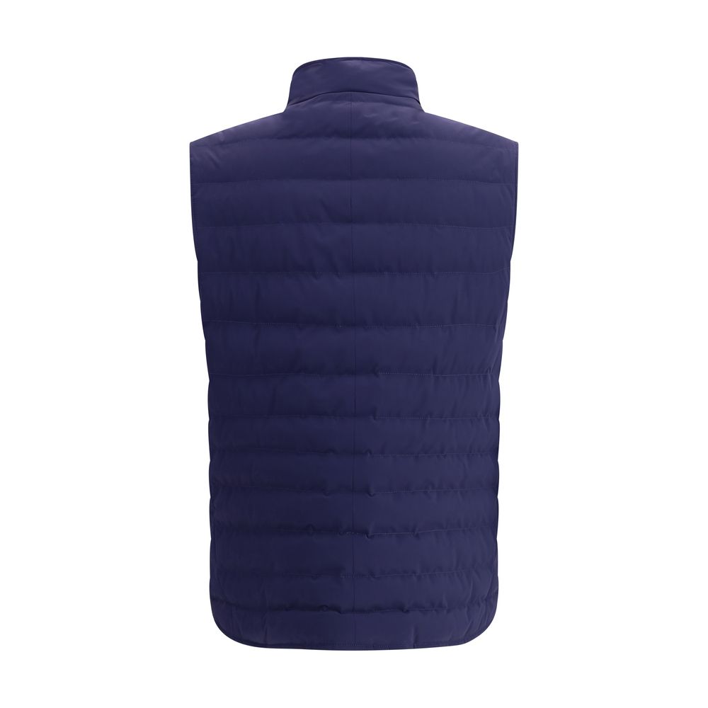 Brunello Cucinelli Blue Polyester Sleveless Jacket