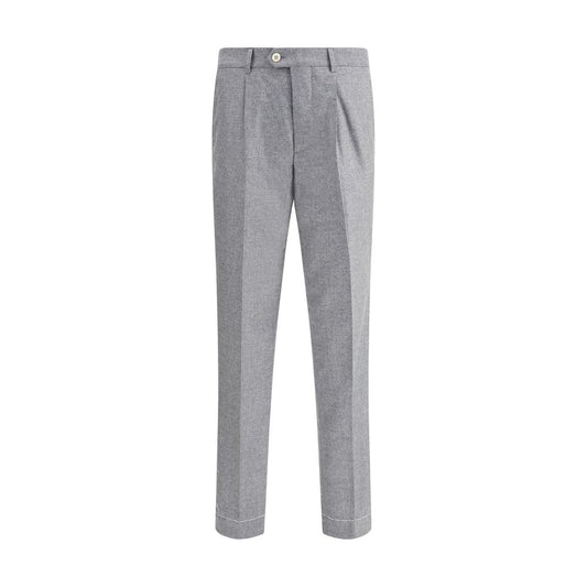Brunello Cucinelli Gray Cashmere Casual Pants with zipper fly and pockets, showcasing a relaxed yet elegant style for the AW25 season.