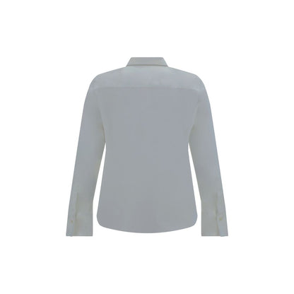 Back view of Brunello Cucinelli White Cotton Dress Shirt showcasing classic design and refined monochrome pattern.
