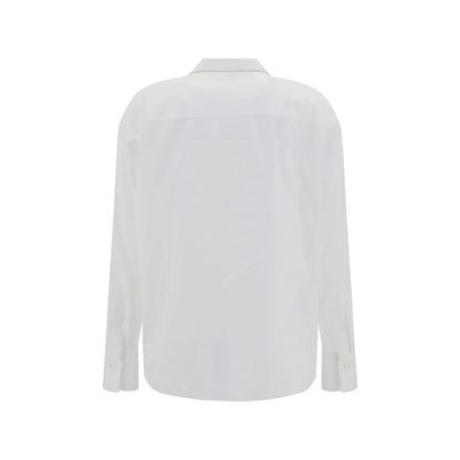 Back view of Brunello Cucinelli White Cotton Dress Shirt with classic collar and button cuffs.