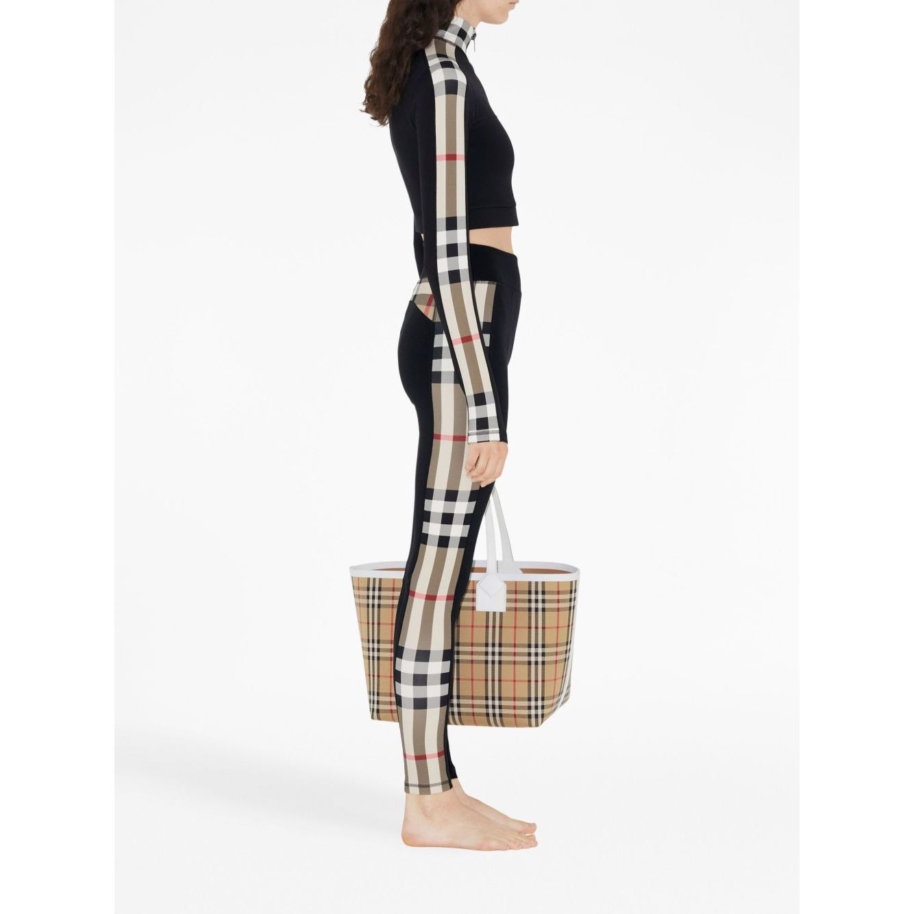 Burberry Stretch jersey leggings with Check finishes