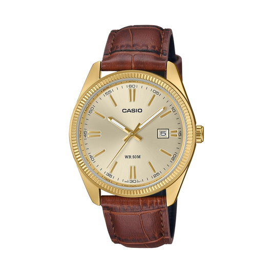 CASIO COLLECTION Mod. DATE GOLD. LEATHER - CHAMPAGNE-0