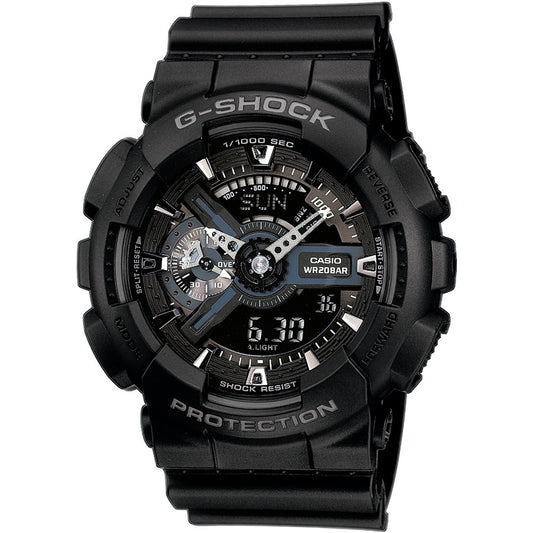 CASIO G-SHOCK Mod. GS-BASIC - BLACK wristwatch, 20 ATM water resistance, resin case and strap, quartz movement, multifunctional display.