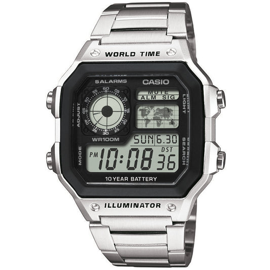 CASIO SPORT Mod. DIVER - WORLD TIME ILLUMINATOR 5 ALARMS - FUTURE CLASSIC COLLECTION - BLACK STEEL