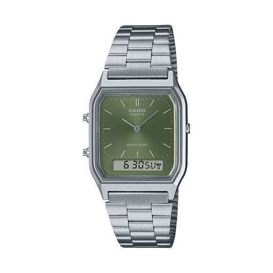 CASIO VINTAGE Mod. EDGY COLLECTION SUNRAY DIAL - GREEN MOSS WATCHES