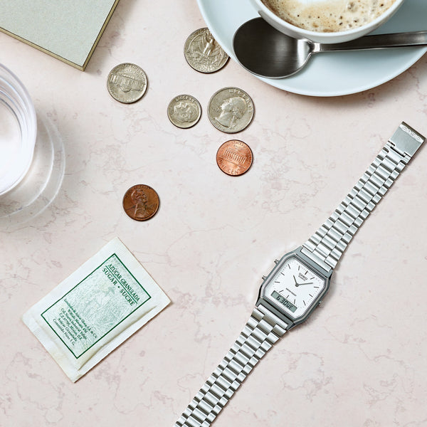 CASIO VINTAGE Mod. EDGY COLLECTION SUNRAY DIAL - SILVER WATCHES