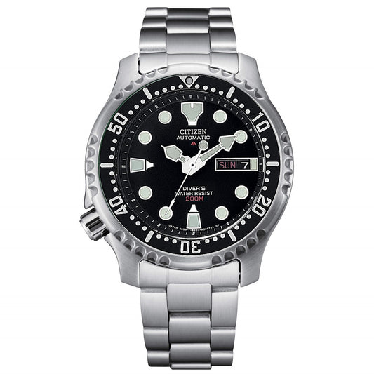 CITIZEN MOD. NY0040-50E diver's automatic watch with stainless steel bracelet and black dial.