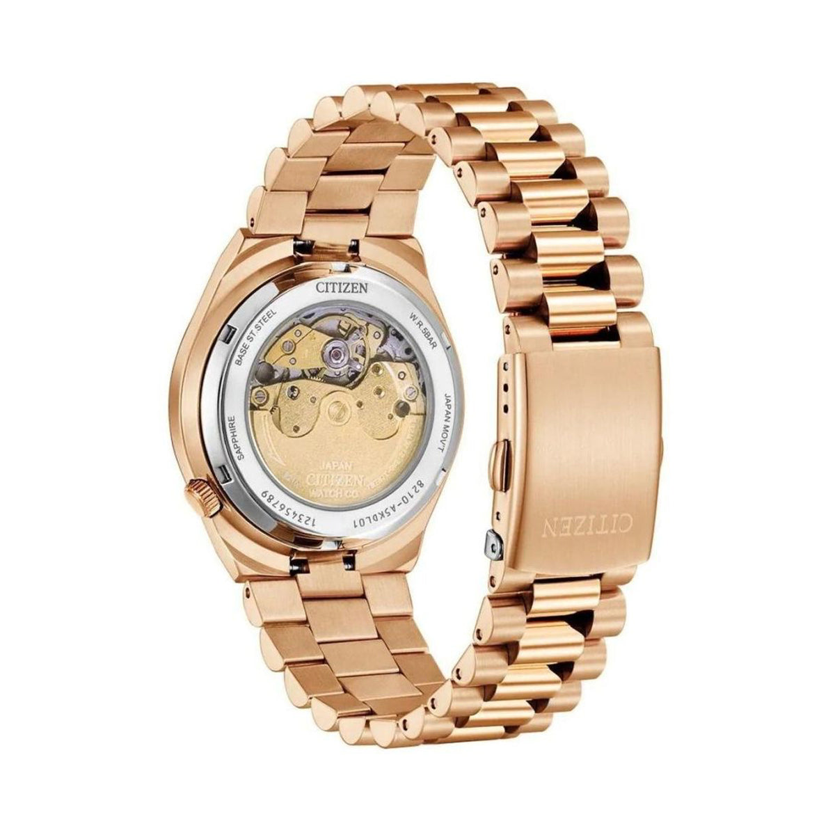 CITIZEN Mod. TSUYOSA Automatic - RED wristwatch with stainless steel gold strap, sapphire dial, and official packaging.