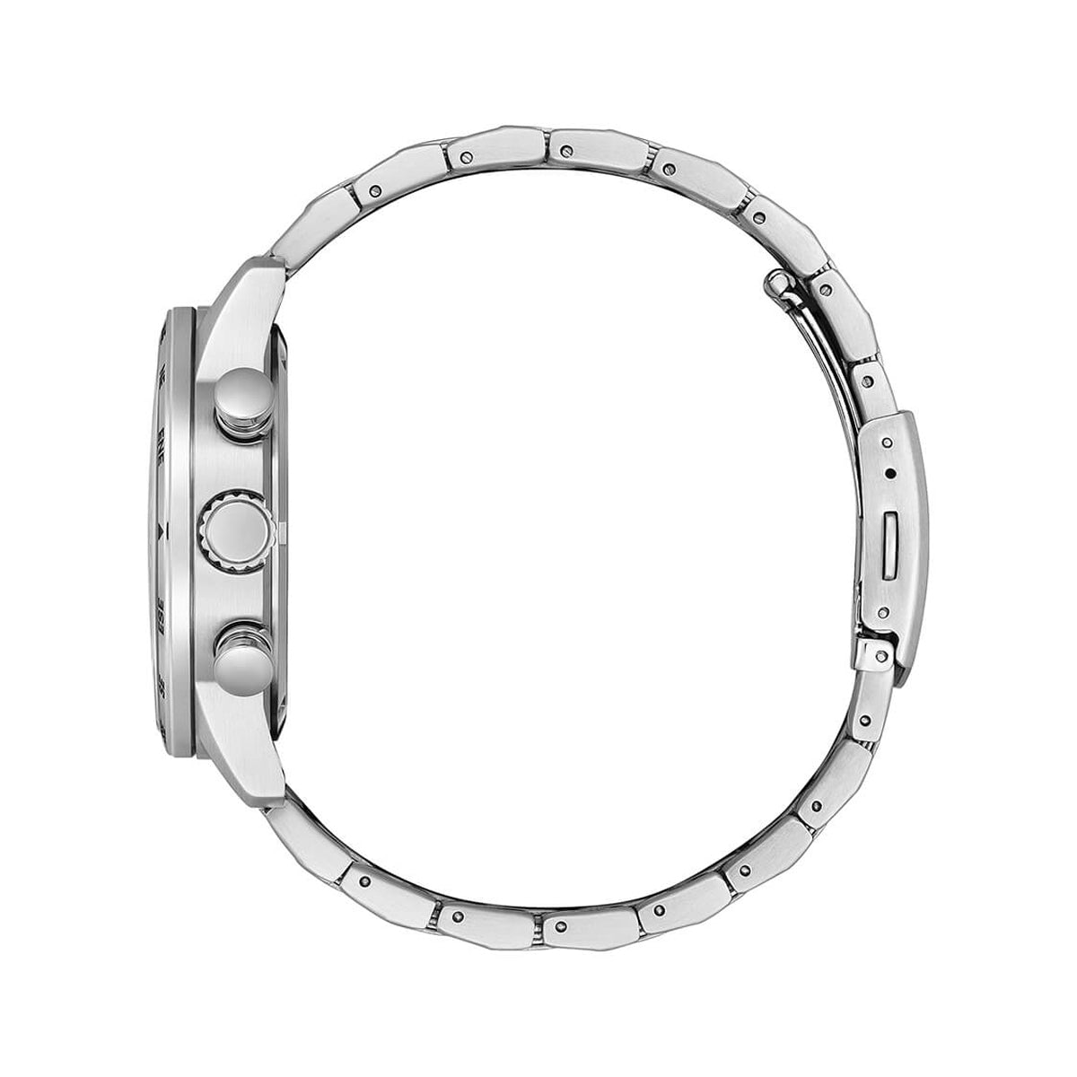 Side view of CITIZEN WATCHES Mod. CA4590-81A showcasing sleek stainless steel design.