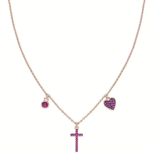 AMEN JEWELRY Mod. CLCRCURRZ featuring a necklace with a cross and heart charm on a delicate chain.