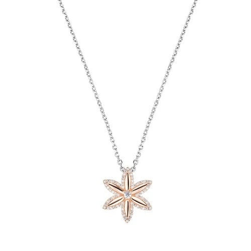 AMEN JEWELRY Mod. CLFLLIRBZ2 featuring a delicate flower pendant necklace with a sparkling central gem on a fine chain.