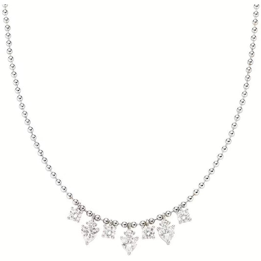 AMEN JEWELRY Mod. CLPACUBBBZ3 silver necklace with crystal accents