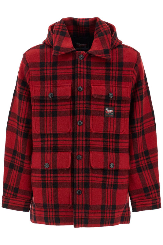 Woolrich plaid cruiser hooded jacket Vests Woolrich Dark Red