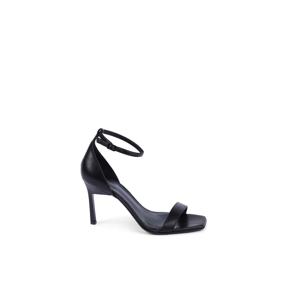 Calvin Klein Black Leather Stiletto Heel Sandals for Women, Size 38, Made in Italy. Stylish black sandals with elegant design.