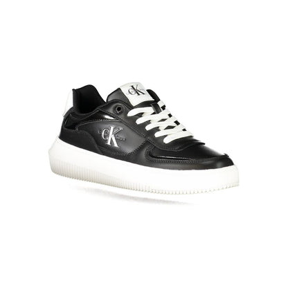 Calvin Klein Black Polyester Sneaker with laces, contrast details, and logo, made from 50% recycled thermoplastic rubber.