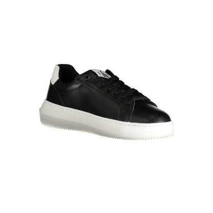 Calvin Klein Black Polyester Women Sneaker with bold contrasting design and recycled polyester for eco-conscious fashion.