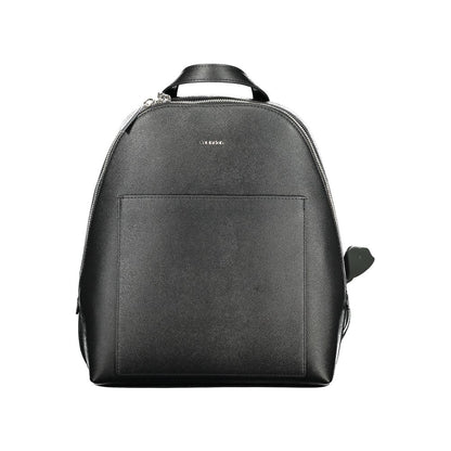 Calvin Klein Black Polyethylene Backpack with handle, adjustable shoulder straps, external and internal pockets, and zip closure